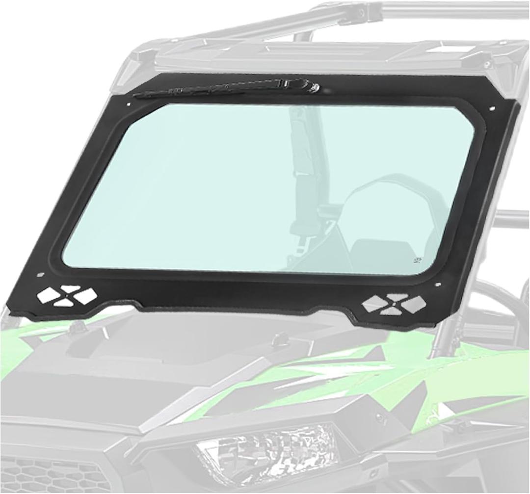 ECOTRIC Full Vented Glass Windshield W/Wiper Compatible with 2014-2018 Polaris RZR 900 1000 Trail, S, XP Turbo Black Frame