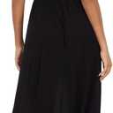 Forever 21 Women's Sleeveless Plunging V-Neck Maxi Dress with 2 Elastic Cutouts at the Side and Side Slit, Black, M (Black, M)