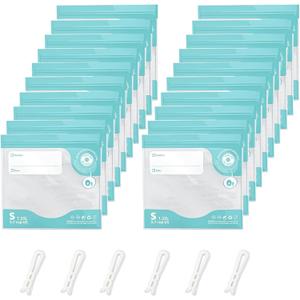 Sous Vide Bags Reusable, Vacuum Food Storage Bags 20 pcs (11.8*13.4in) Comes with 6 Sealing Sliders Thicken PA&PE material Double zipper Long-lasting freshness bag for Cooking, Food Storage XL 20pcs