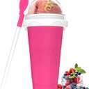 Jairuty Slushie Maker Cup, Quick Frozen Magic Cups for Homemade Milk Shake Ice Cream Maker, Double Layer Squeeze Slushy Maker Cup, Birthday Gifts for Mother Father,Kids,Friends,Family(Pink, 350ML) (11.8 Ounces)