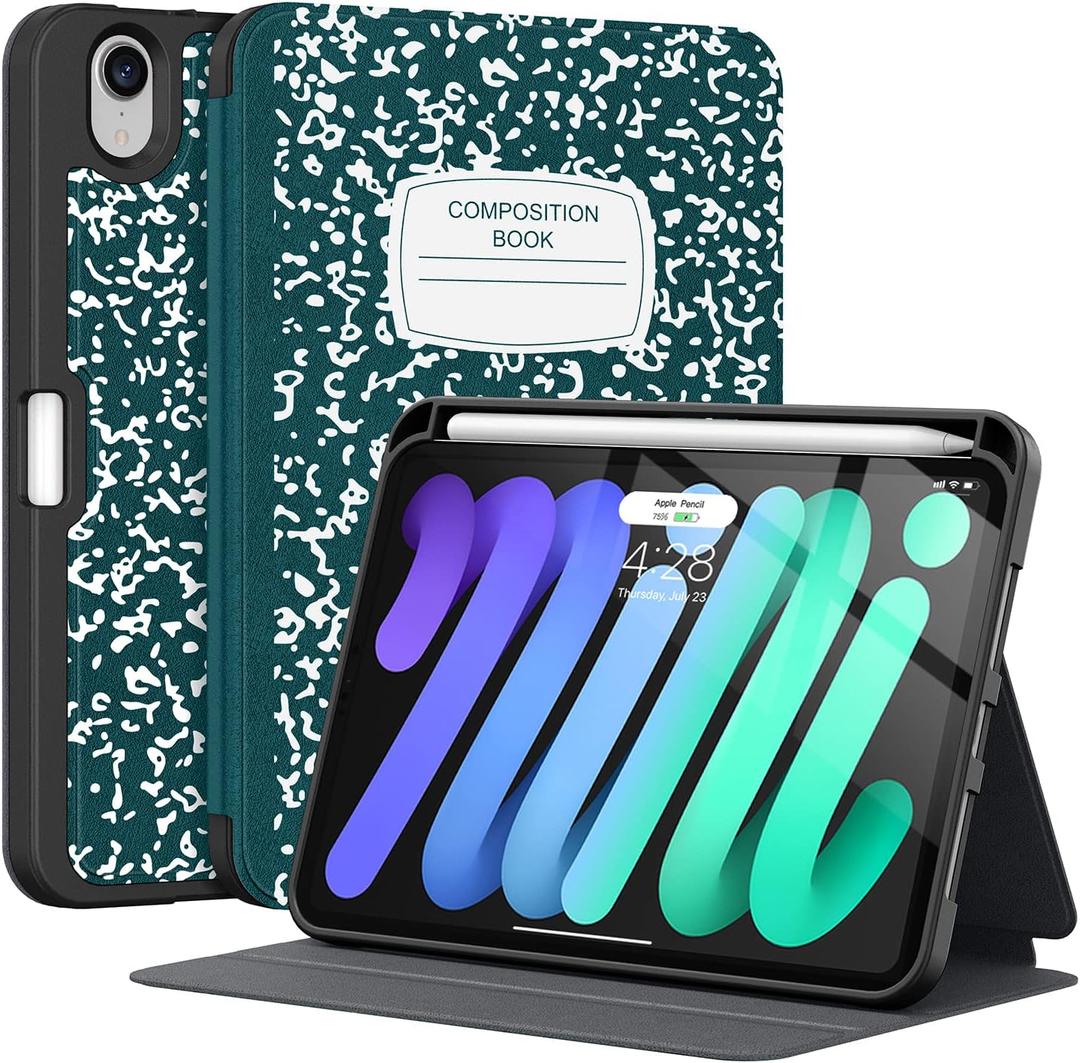 Supveco Case for iPad Mini 7 (A17 Pro) 2024/iPad Mini 6 2021 8.3 Inch with Pencil Holder-[Auto Wake/Sleep],Slim Protective Case with Soft TPU Back Cover for iPad Mini 7th/6th Generation(Teal)