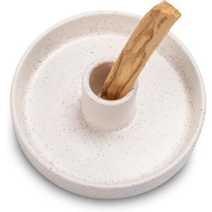 Palo Santo Holder, Ceramic Incense Holder for Palo Santo Sticks, Scent Wood Stand and Ash Catcher, Simple, Sturdy and Well Made Incense Burner, Cozy Speckled White