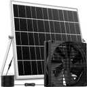 7 Inch Large Airflow Solar Powered Fan Exhaust Vent for Outside Greenhouse Chicken Coop Shed Trailer, 22W Solar Panel IPX7 Waterproof Brushless DC Motor 16.5 Ft On/Off Switch Cable