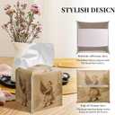 Grace Yonks Christmas Tissue Box Cover Square, Vintage Santa with Tree Sketch Design Cube Case for Facial Tissues, 5.2" PU Leather. (104)