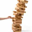 Giant Wooden Stacking Tower Game - Natural, 2 FT, Age 6+ | Stacks Up to 5 FT, Premium Wooden Blocks, Family Party Game, Indoor & Outdoor Play