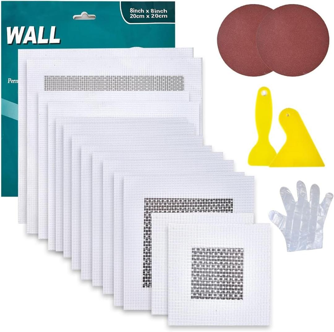2 x 14 Pack Drywall Patch Kit - 2/4/6/8 Inch with Self-Adhesive Mesh, Heavy Duty Wall Repair for Large Holes