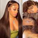 SOPSFR 13x6 Lace Front Wigs Human Hair 200 Density Chocolate Brown Straight Wigs Human Hair With Baby Around Natural Hairline 4# Brown Wig 28 Inch