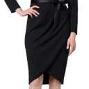 Adrianna Papell Women's Knit Crepe Tuxedo Wrap Dress (16, Black)