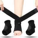 Honoson 2 Pcs Ankle Brace Kids Breathable Neoprene Ankle Support Compression Sleeve Comfortable Achilles Tendonitis Relief Elastic Foot Brace with Adjustable Wrap for Sprained Plantar Fasciitis