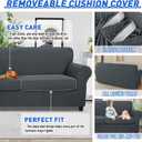 MAXIJIN 4 Piece Couch Covers for 3 Cushion Couch Super Stretch Non Slip Couch Cover for Dogs Pet Friendly Elastic Jacquard Furniture Protector Sofa Slipcovers (Sofa, Dark Gray)