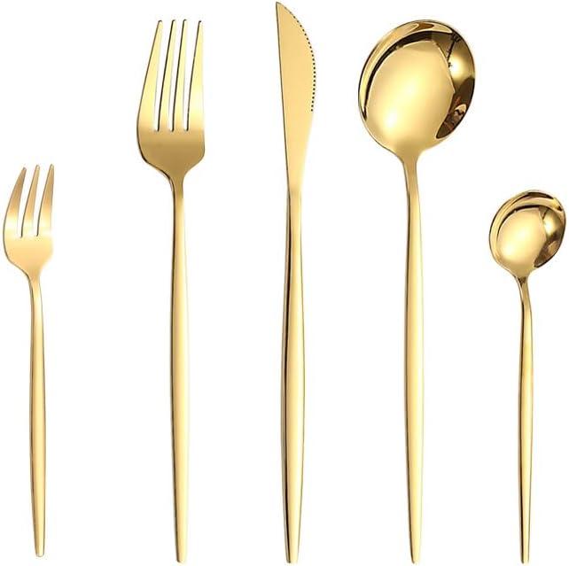 Silverware Set, 40 Pieces Stainless Steel Tableware, Retro Portuguese Five-piece Cutlery, Forks And Spoons, Home Flatware Set(Color:Gold,Size:8Set-40Pcs)