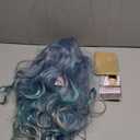 Mermaid Wig Ombre Blue Mixed Lilac Grey Wigs for Women Long Curly Wavy Middle Part Hair Colorful Wigs for Halloween Synthetic Wig(Blue and Grey)