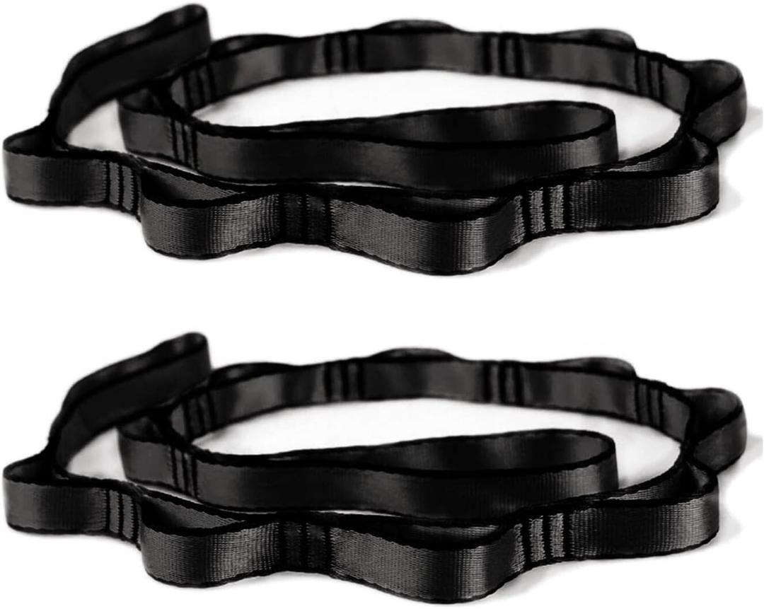 NRC&XRC Aerial Yoga Hammock Daisy Chain, 22kN Adjustable Strap With Loops, Climbing Strap Nylon Sling, No Stretch (150mm) (Black)