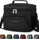 Vankor Lunch Box for Men Women, Insulated Lunch Bag Reusable Leakproof Cooler Lunch Tote Bag with Adjustable Shoulder Strap for Work Office Picnic Beach Travel, Black