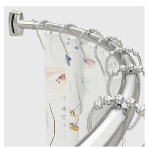 Chrsouly Adjustable Curved Shower Rod, 42-72 inches Extra Wide Shower Curtain Rod, Rust proof, Premium Stainless Steel, Curved Shower Curtain Rod for Bathroom, Need to Drill, Nickel