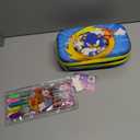 Innovative Designs Gabbys Dollhouse Pencil Case Set with Stickers and Gel Pens for Kids, Molded with Zip Closure, Purple