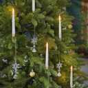 FREEPOWER 12PCS Flameless Christmas Tree Candles with RemoteBattery Operated Flickering Candles Christmas Tree Lights,LED Taper Candle for Home Parties Birthday Gift with Snowflake Hook (White)