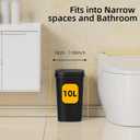 KSSKSS 3 Pack Bathroom Small Trash Can with Lid, 2.6 Gallon Slim Garbage Bin with Pop-Up Lid, 10L Plastic Wastebasket for Bedroom, Office, Kitchen, Toilet (Black)