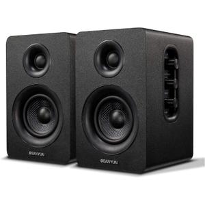 Sanyun SW208 3" Active Bluetooth 5.0 Bookshelf Speakers  60W Carbon Fiber Speaker Unit - Built-in 24bit DAC - Dynamic 3D Surround Sound  2.0 Computer PC Monitor Gaming Speakers (Pair, Black)