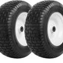 Taifa 16 Inch 2 PCS Solid Flat Free Replacement Tires and Wheels 6.50-8 with 3/4'' Axle Bore Hole, Air Less Wheel for Wheelbarrows, Lawn Mower, Garden Carts, Hand Trucks, Generators