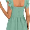 LYANER Women's Summer Sleeveless Peplum Blouse Square Neck Ruffle Strap Babydoll Tank Top (XL)