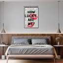Quendarlix How Lucky Are We Canvas Wall Art – Vintage Newspaper Print with Red Lips, Black Text – Retro Preppy Wall Decor for Bedroom, Dorm, or Apartment 1216 in Unframed