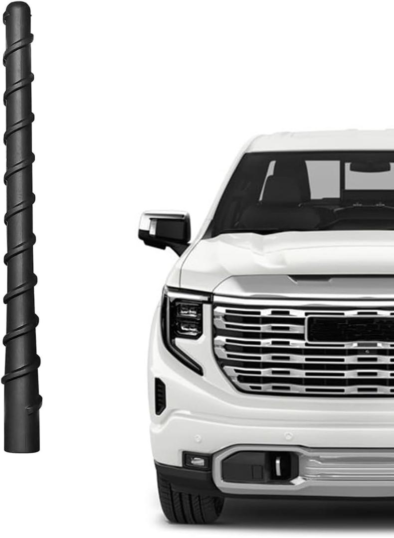 for GM Truck Short Antenna Fit for GMC Sierra 1500-3500 Denali (1999-2026) | Chevy Silverado 1500-3500 (1999-2026) | 7" Spiril Flexible Rubber Antenna, Optimized AM/FM Radio Reception Accessories