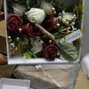 Ling's moment Boutonniere for Men, 6pcs Groom Groomsmen Boutonniere, Artificial Flowers for Wedding Decor/Prom/Homecoming, Burgundy White