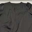 LYANER Women's Summer Dressy Chiffon Blouses V Neck Short Sleeve Tunic Tops for Leggings Casual T-Shirts Black Small