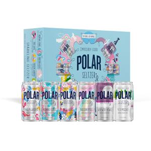 Polar Seltzer Jr Variety Pack, 7.5 fl oz Cans, Pack of 24 Six Flavors, Mini Cans, No Sugar, No Sweeteners (EXP 12/12/27)