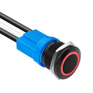 LED Latching Push Button Switch, Aluminum Alloy, IP67 Waterproof 5-24V 20A 1NO, with Wire Socket Plug (1, Red, 19mm)