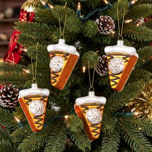 Sumind 4 Pcs Christmas Ornaments Pumpkin Pie Glass Blown Ornaments for Christmas Tree Hanging Cakes and Pies Xmas Accessories Glass Blown Decorations for Xmas Tree Party Holiday Supplies