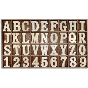 Cregugua 180 Pieces 1-3/4 Inch (1.75") Wooden Letters Wooden Numbers with Rustic Divider,Bold Font Unfinished Wood Alphabet A-Z and Numbers 0-9 Gifts Set for DIY Crafts/Homemade/Learning