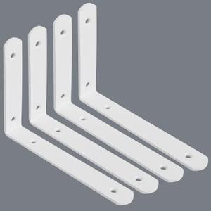 Alise Floating Shelf Brackets,White Bracket for Shelves Heavy Duty L Bracket Corner Brace,Stainless Steel Joint Angle Brackets for Wooden Board Hanging Support,8x5-3/5 Inch(Upgraded,Pack of 3)
