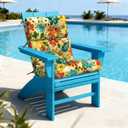 LVTXIII 2 Pack Outdoor High Back Cushions, 22" W x 20" D Tufted Seat and Back Chair Cushion with Ties, Fluffy Patio Replacement Rocking Chair Cushion for Outdoor Furniture Use, Floral Multi
