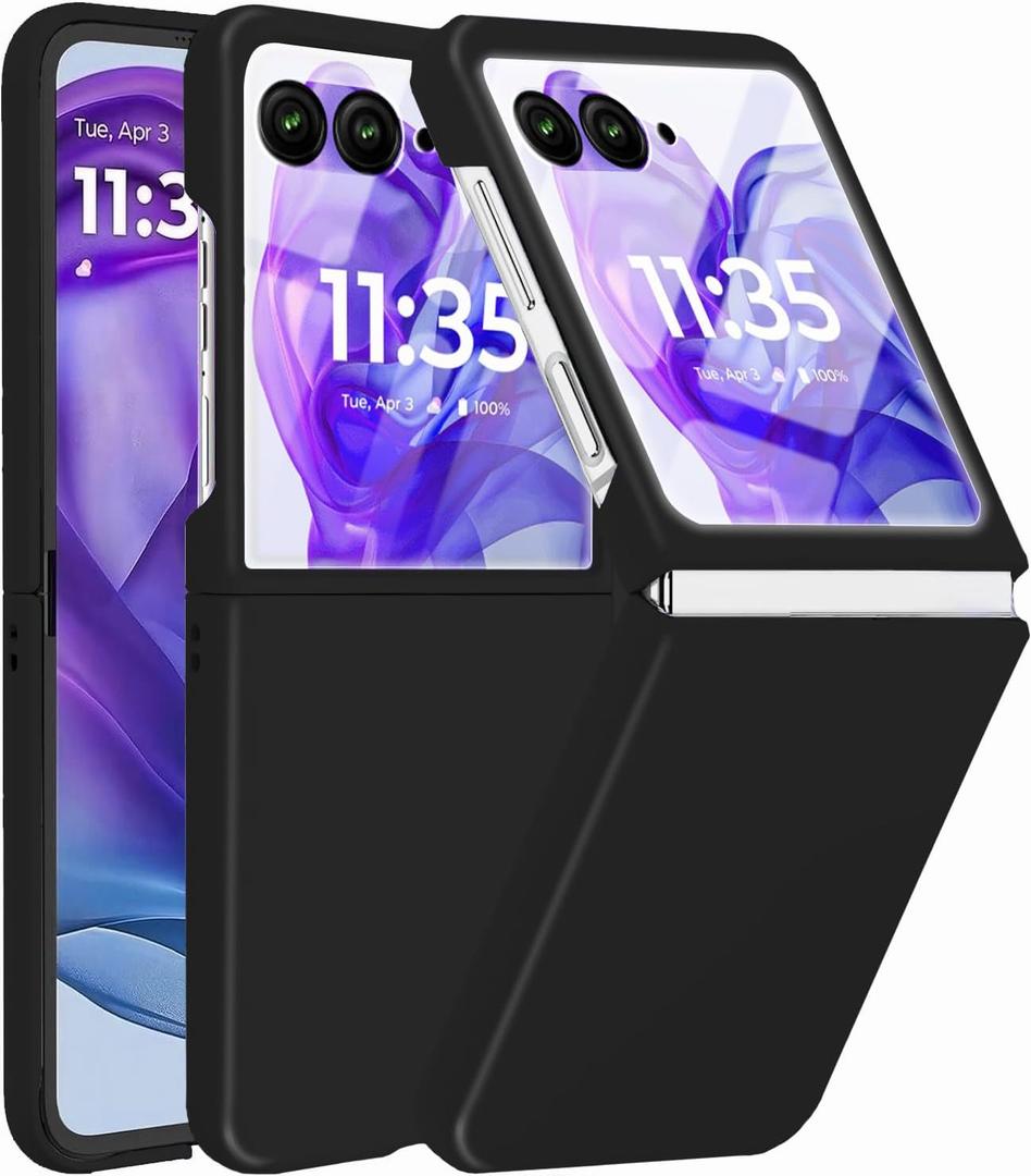 for Motorola Razr 2024/ Razr 2025 Case with Built-in Screen Protector, Slim Fit, Hard Ultra-Thin Black Phone Cases for Moto Razr 2025/Razr 2024,Black