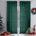 OWENIE Green Sheer Curtains 72 Inches Long 2 Panels Set for Christmas Decoration, Light Filtering Sheer Curtain Rod Pocket Clear Drapes for Living Room Bedroom Window Sliding Door, Each 42 x 72 Inch