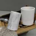 Bathroom Accessories Set, 6-Piece Bathroom Accessory Set, Toothbrush Holders Set, Soap Dispenser, Vanity Tray, Tumbler, Cotton Swab Jars, Bathroom Organizer for Modern Bathrooms (Marble White)