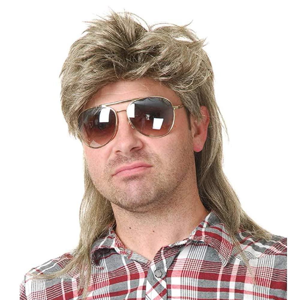 Kaneles Mullet Wigs for Men 80s Costumes Fancy Party Accessory Cosplay Halloween Hair Wig (Blonde)