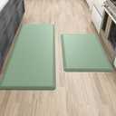 More Dcor Anti Fatigue Kitchen Floor Mat, Standing Desk Mat, Double Pack, Non Slip, Waterproof - 0.47 Inches Thick - Rug Sizes 17.3" x 28" and 17.3" x 47.2" - Mint Green