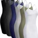 Geyoga 6 Pack Women's Cami Dress, Long Tank Dress Spaghetti Strap Slips for Under Dresses, Long Camisoles for Layering (X-Large)