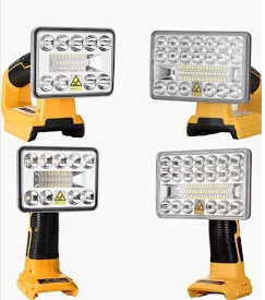 25W LED Work Light for Dewalt 20V 60V Battery, Outdoor Flood Light with USBA&USBC 2.1A Fast Charging Ports for Jobsite, Car Repairing, Camping, Emergency