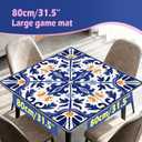 Mediterranean Blue and Orange Tile Mahjong Mat 31.5 x 31.5 in