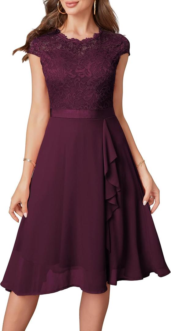 Women's Cocktail Dresses for Women Evening Party, Tea Party Dress for Women 2025 Wedding Guest Dress Prom Semi Formal Dress (Medium, Purple)