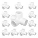 4 Way PVC Fittings [12 Pack ], Furniture Grade Pipe Connector Elbow, 4 Way Side Outlet Tee Fittings for All DIY PVC Structure and Frames Building Furniture