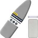 UniSimp Ironing Board Cover and Pad 15"x54" Extra Thick Natural Cotton, Scorch and Stain Resistant Padding, Standard Size Iron Board Cover with Fasteners Heavy Duty Elastic Edge, Heatproof Gray