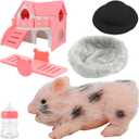 Silicone Mini Animals Pig Set, 5 Inch Toys for Girls & Boys, Realistic Cute Baby Piggy Doll Soft Body, Item for Kids, Her, Birthday, Christmas Stocking Stuffers