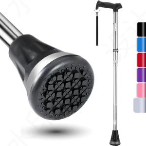 REHAND Walking Cane - Foldable, Adjustable, Collapsible Walking Canes for Men & Women, Heavy Duty All Terrain Tip, with Travel Bag | Walking Sticks for Seniors & Adults (SILVER)