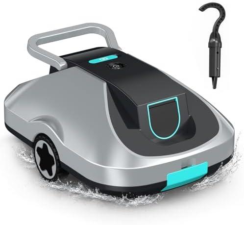 Zebary Robotic Pool Cleaner, Cordless Pool Vacuum for Above Ground & Inground Pools, 200mins Runtime Automatic Pool Vacuum Robot for Leaves & Dirt, Powerful Suction up to 2500 sq.ft, Self Parking-Teal