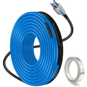 18FT Heat Tape for Water Pipes, Self-Regulating Heat Trace for Pipes with Thermostat Heating Cable for Metal Plastic Pex Pipes 120V 5W/FT